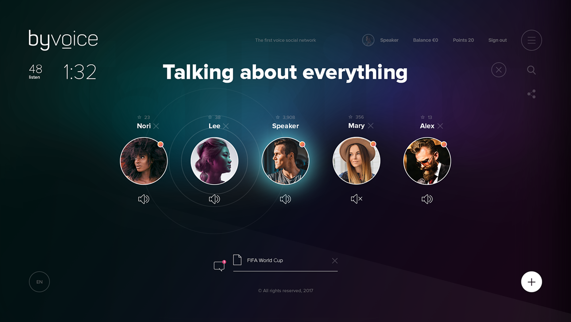 Интерфейс голосовой социальной сети ByVoice